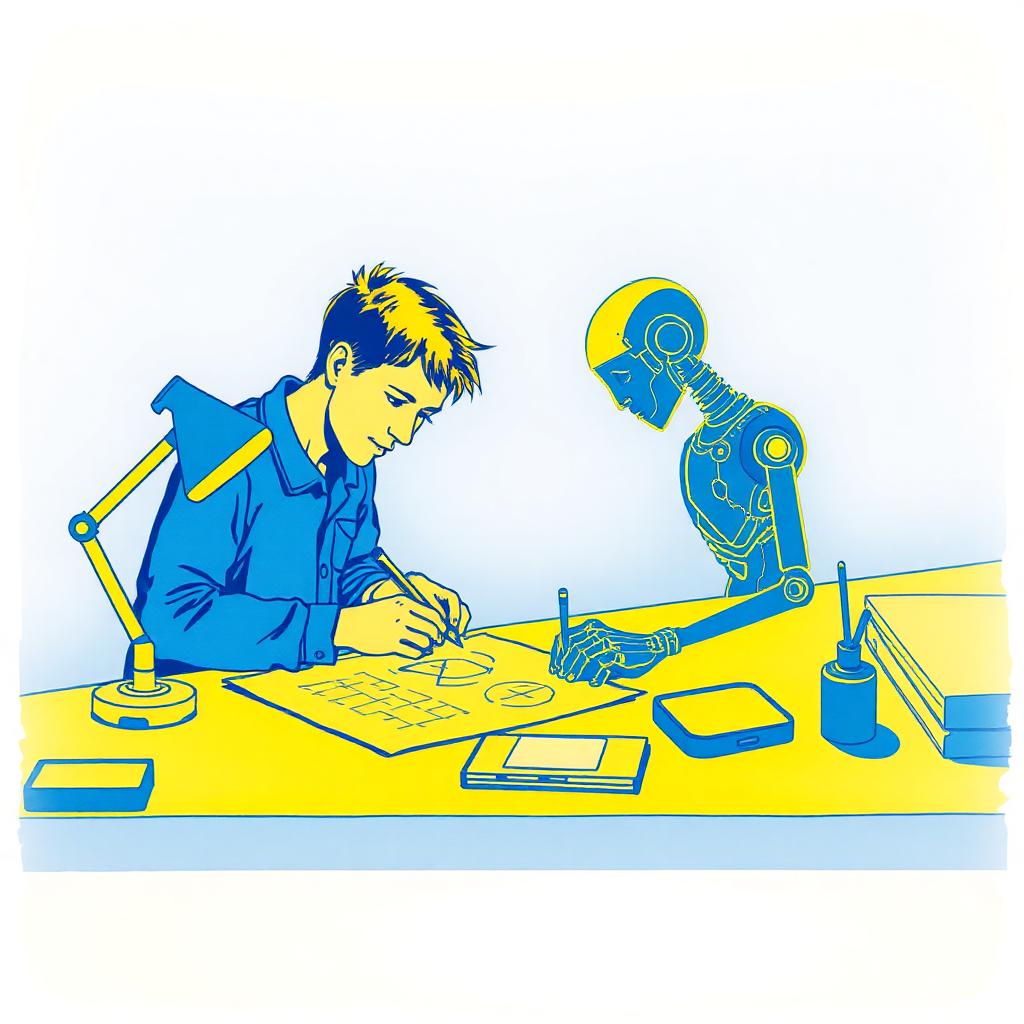 Person and AI agent working at a shared workbench